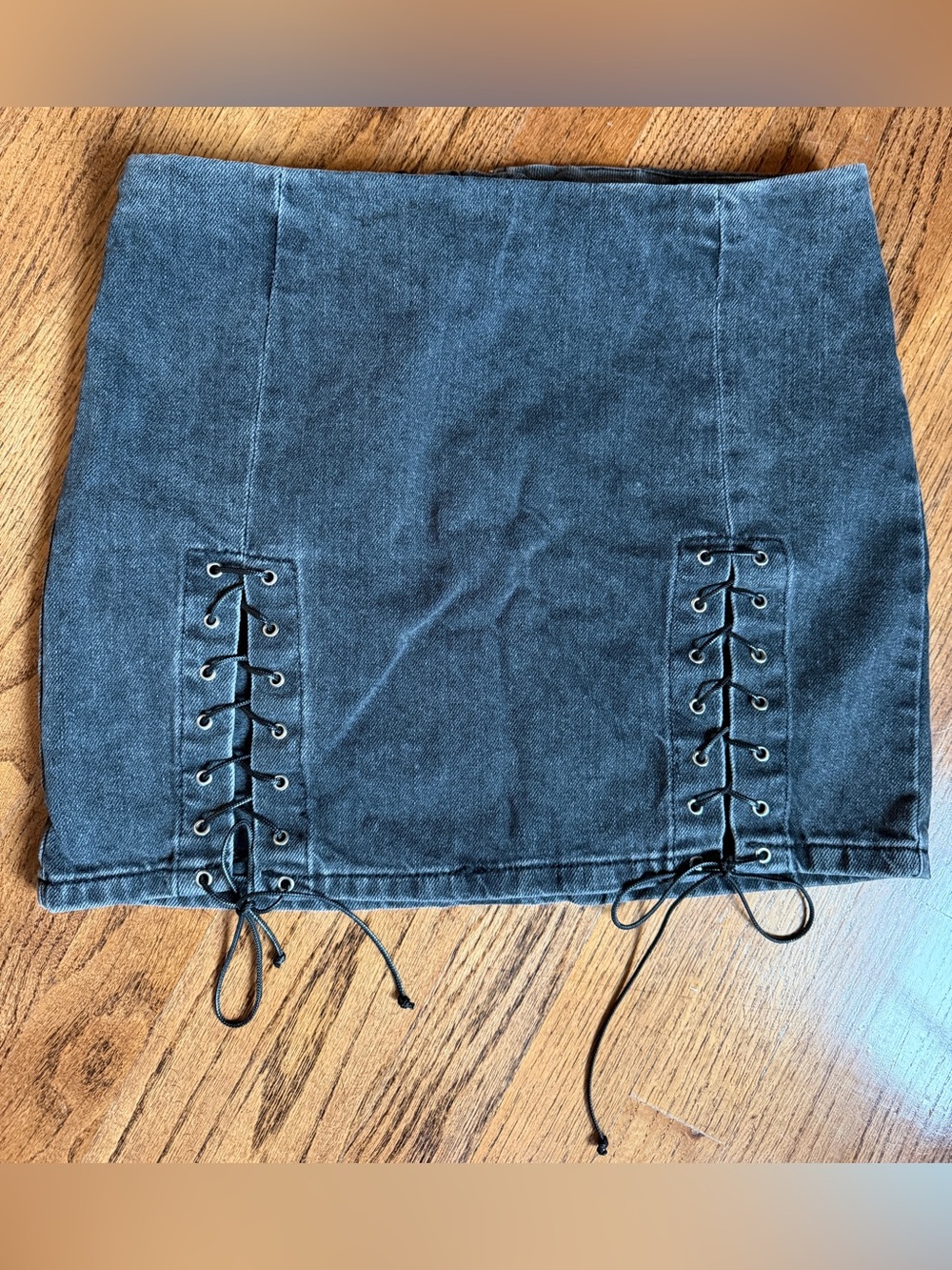 BDG Urban Outfitters Black Denim Lace Up Mini Skirt Size Small 100% Cotton